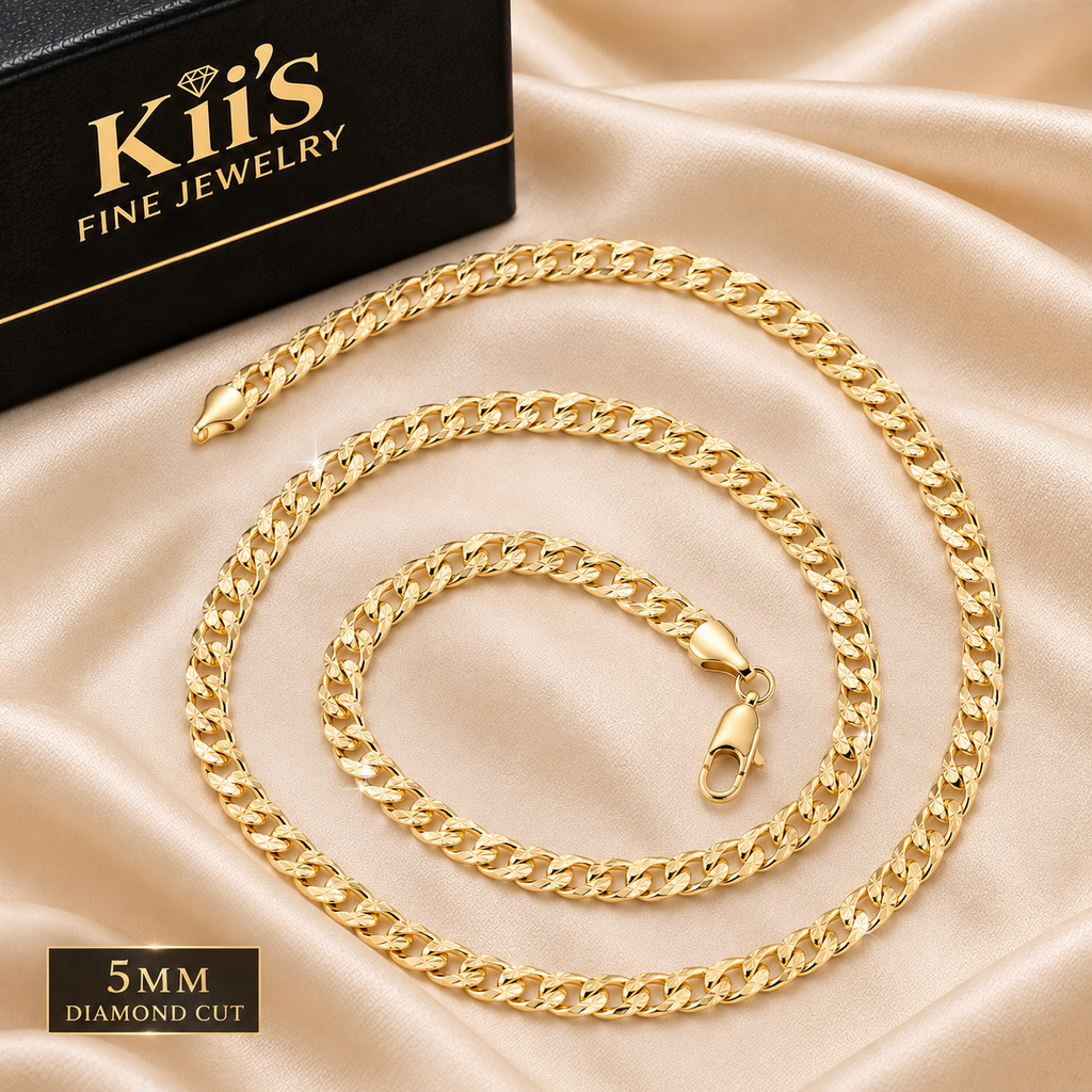 5 mm Diamond-Cut Curb Chain Necklace