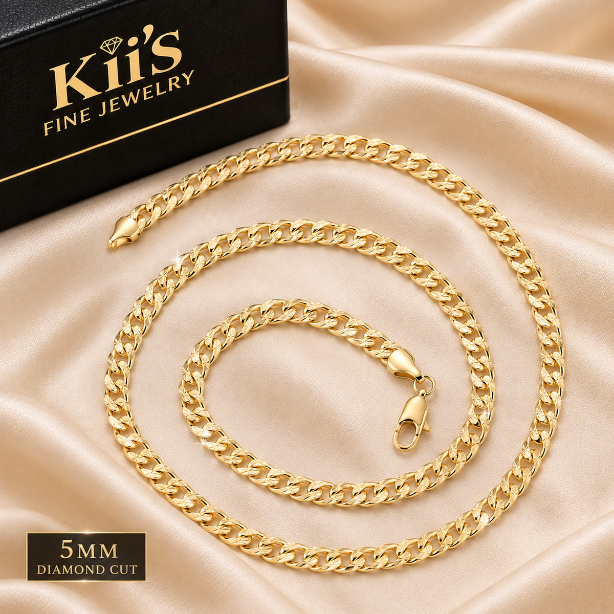 5 mm Diamond-Cut Curb Chain Necklace