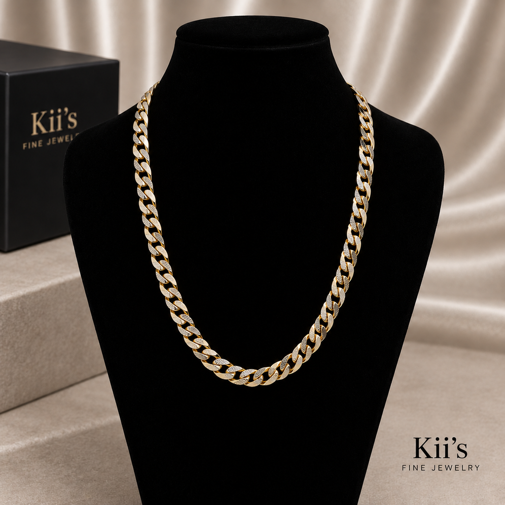 7–8 mm Diamond-Cut Curb Chain Necklace - Kii's Fine Jewelry