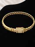 14K Gold Filled Iced-Clasp Cuban Bracelet detail view 3 - Kii's Fine Jewelry