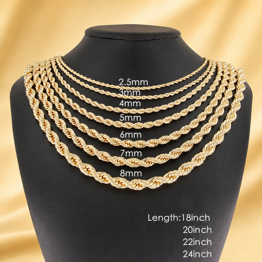 7 mm Rope Chain Necklace - Kii's Fine Jewelry