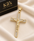 Stone-Accented Crucifix Pendant