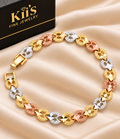 Tri-Tone Heart Link Bracelet