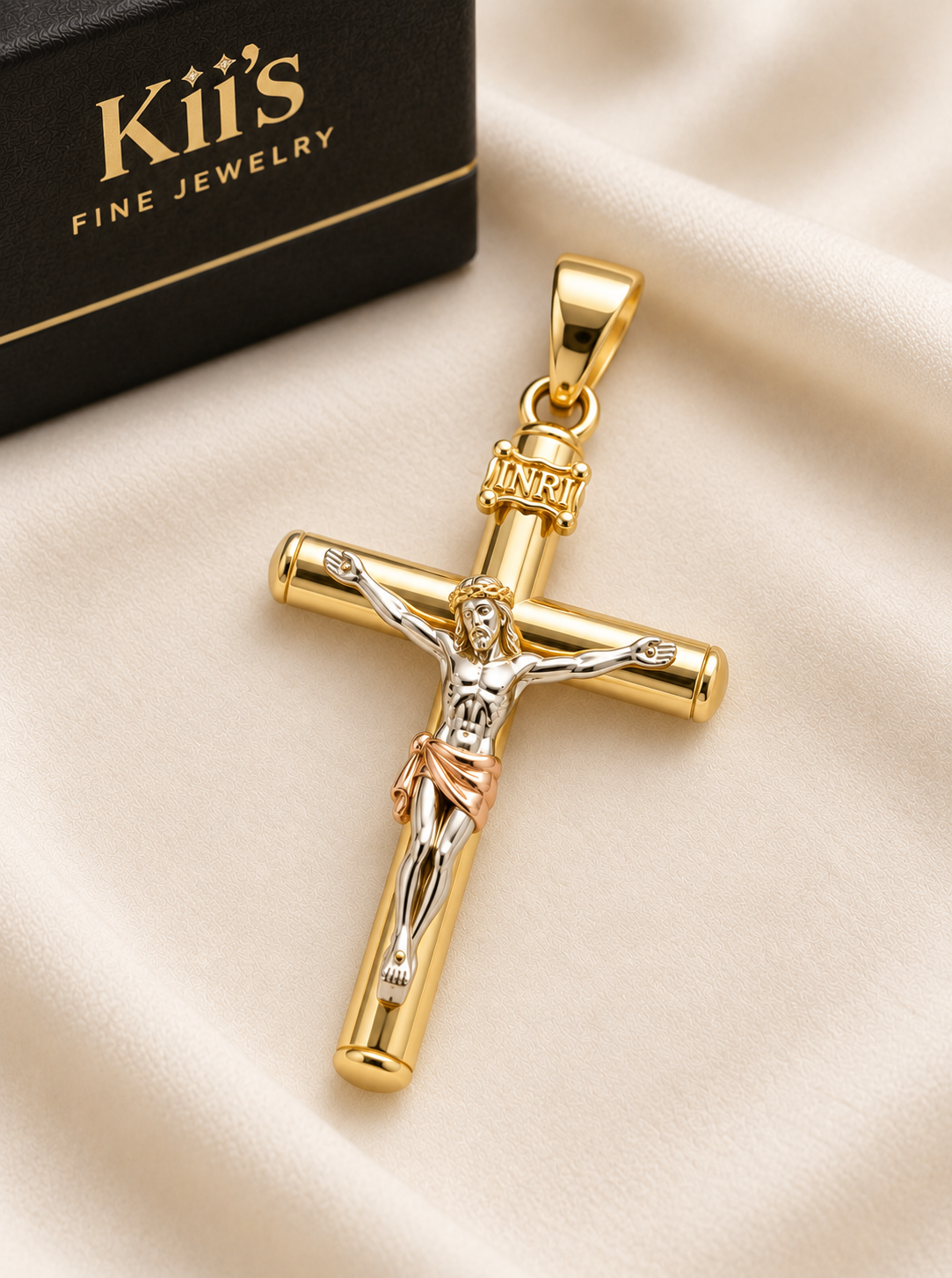 Two-Tone Crucifix Pendant