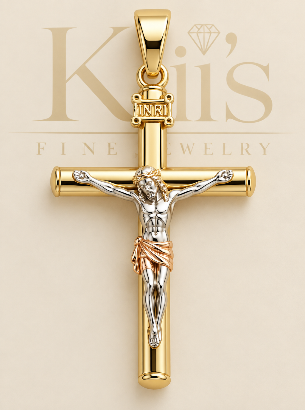 Two-Tone Crucifix Pendant